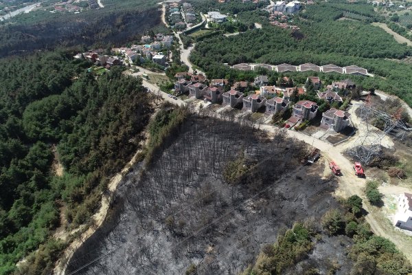 Bursa'daki orman yangını havadan görüntülendi