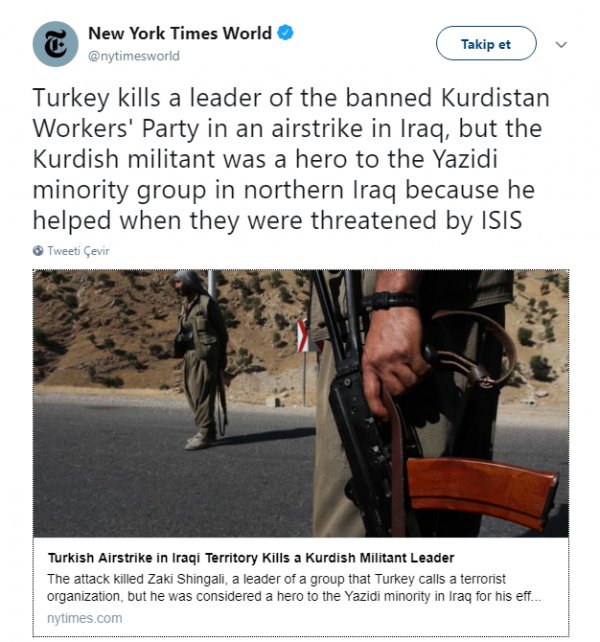 New York Times PKK'lı teröristi kahraman yaptı