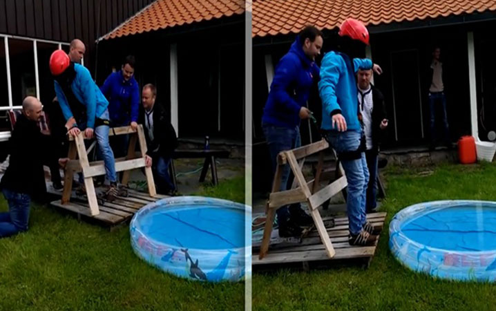 Bungee jumping yaptığını sanan adam