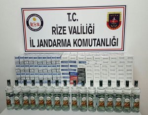 Rize’de Jandarmadan Kaçak İçki ve Sigara Operasyonu