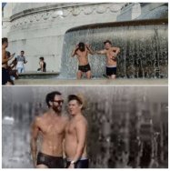 İtalya'da tarihi çeşmeye çamaşırla girenlere polis takibi