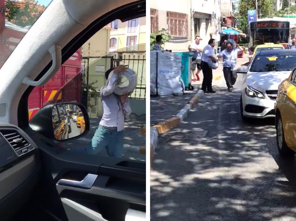 Seyir halindeki kamyonetten kabloları alıp firar etmek istedi