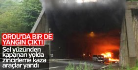 Ordu'da selin arkasında zincirleme trafik kazası