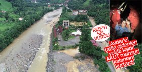 Rize'deki sel havadan görüntülendi