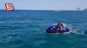 Jet-ski denizde bomba gibi patladı