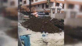 Kazı çalışmasında doğal gaz borusu patladı