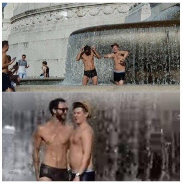 İtalya’da tarihi çeşmeye çamaşırla girenlere polis takibi