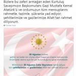 Cumhurbaşkanı Erdoğan'dan Galibiyet Bayramı mesajı