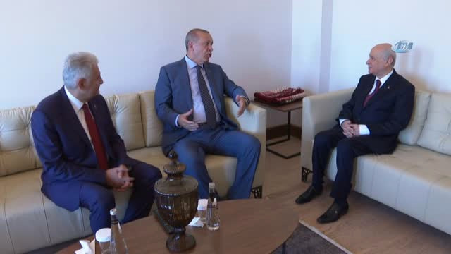 Cumhurbaşkanı Erdoğan, Meclis Başkanı Binali Şimşek ve MHP Genel Başkanı Devlet Bahçeli ile Bir...