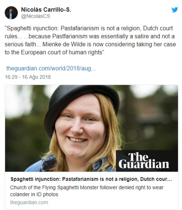Hollanda'dan acayip 'pastafaryanizm' kararı