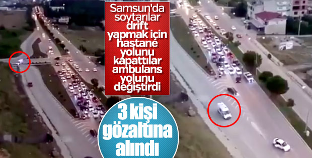 Ambulansın yolunu kapatan magandalara nezaret
