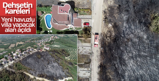 Bursa'daki orman yangını havadan görüntülendi