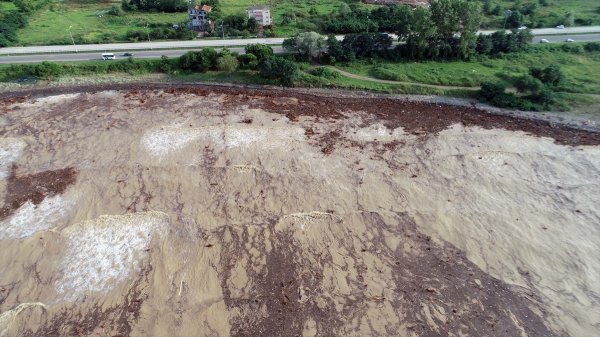 Denize sürüklenen fındıklar havadan görüntülendi