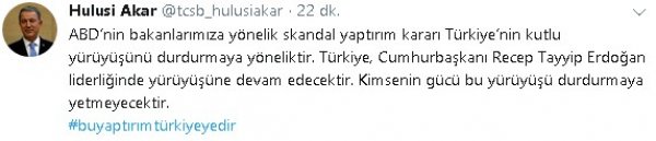 Hulusi Akar: ABD’nin kararı Türkiye’yi askıya alma amaçlı