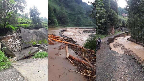 Rize'de 15 köyde heyelan meydana geldi