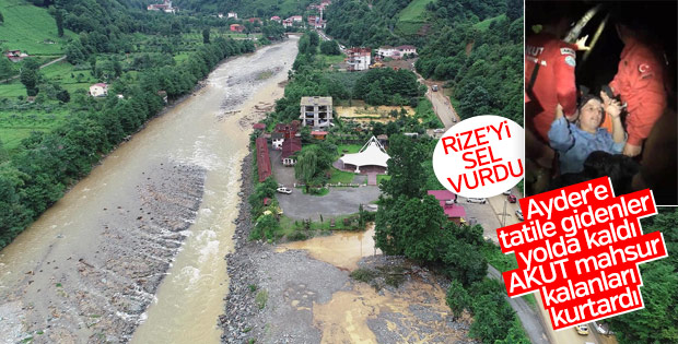 Rize'deki sel havadan görüntülendi