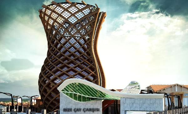 Rize ye Dev Bardak Heykelli  Çay Çarşısı  Kuruluyor