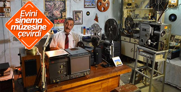 Sinema tutkunu evini müzeye çevirdi