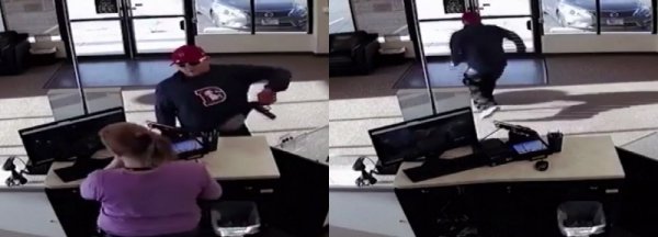 ABD’li sakar soyguncu silahı düşürünce kaçtı