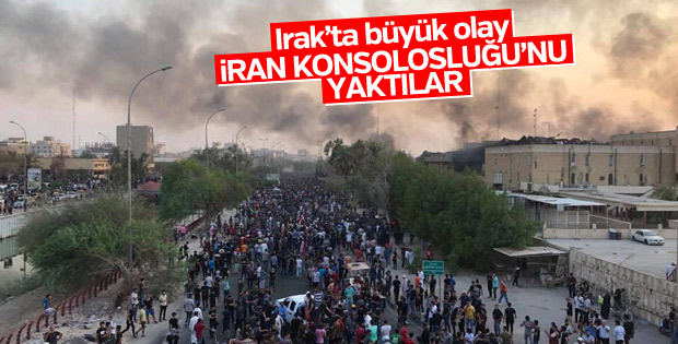 Basra’da göstericiler İran Başkonsolosluğu’nu yaktı