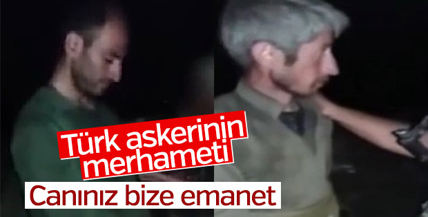 Mehmetçiğin merhameti yakaladığı teröristi sakinleştirdi