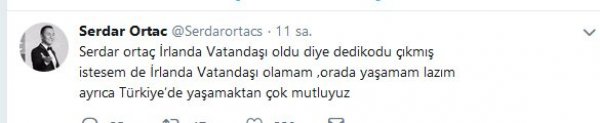 Serdar Ortaç’tan İrlanda açıklaması