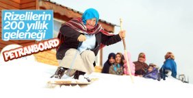 Rizeli köylülerin tahtalı kayak eğlencesi