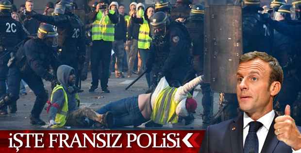 Göstericileri döven polislere Macron'dan tebrik mesajı