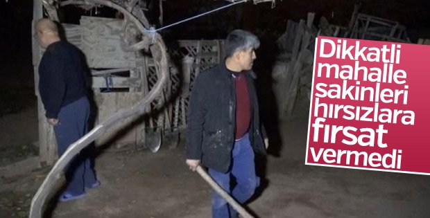 Mahalle sakinleri, ellerinde sopalarla hırsız kovaladı