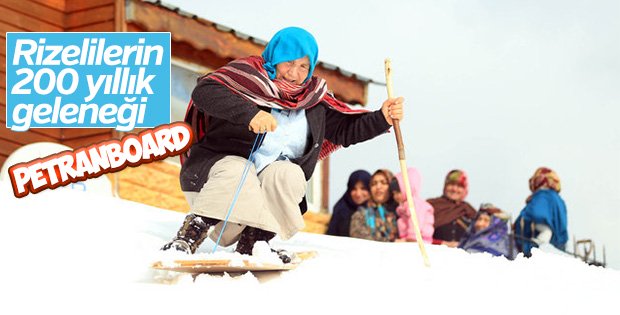 Rizeli köylülerin tahtalı kayak eğlencesi