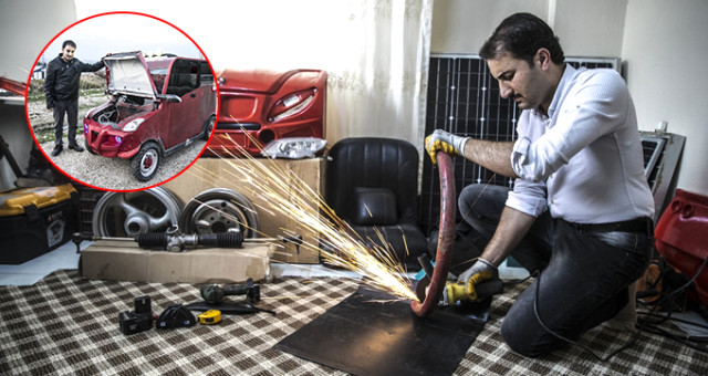 Hurda Parçalarından Güneş Enerjisi ve Elektrikle Çalışan Araba Yaptı